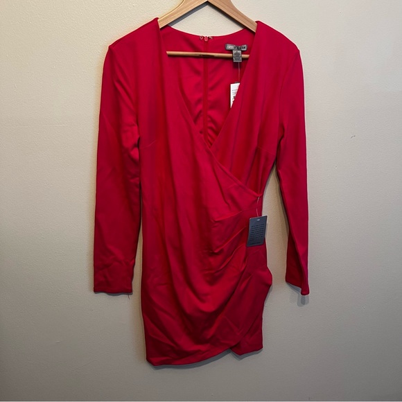 Red V Neck Long Sleeve Dress New With Tags - Picture 2 of 8